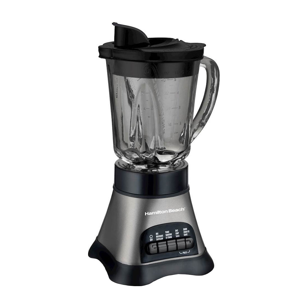 Hamilton Beach Wave Crusher Licuadora de 12 Funciones | Wave Action | 1.2L & 0.6L | 700W | Gris Negro