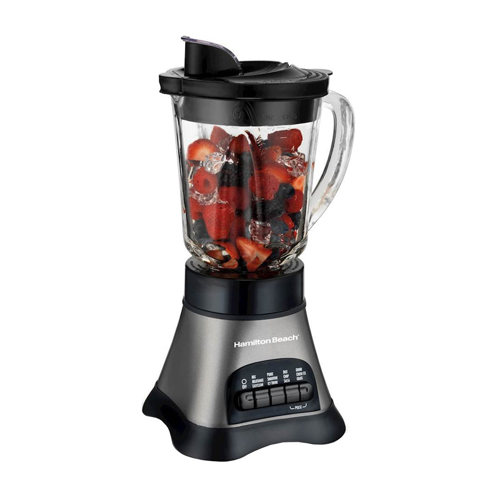 Hamilton Beach Wave Crusher Licuadora de 12 Funciones | Wave Action | 1.2L & 0.6L | 700W | Gris Negro