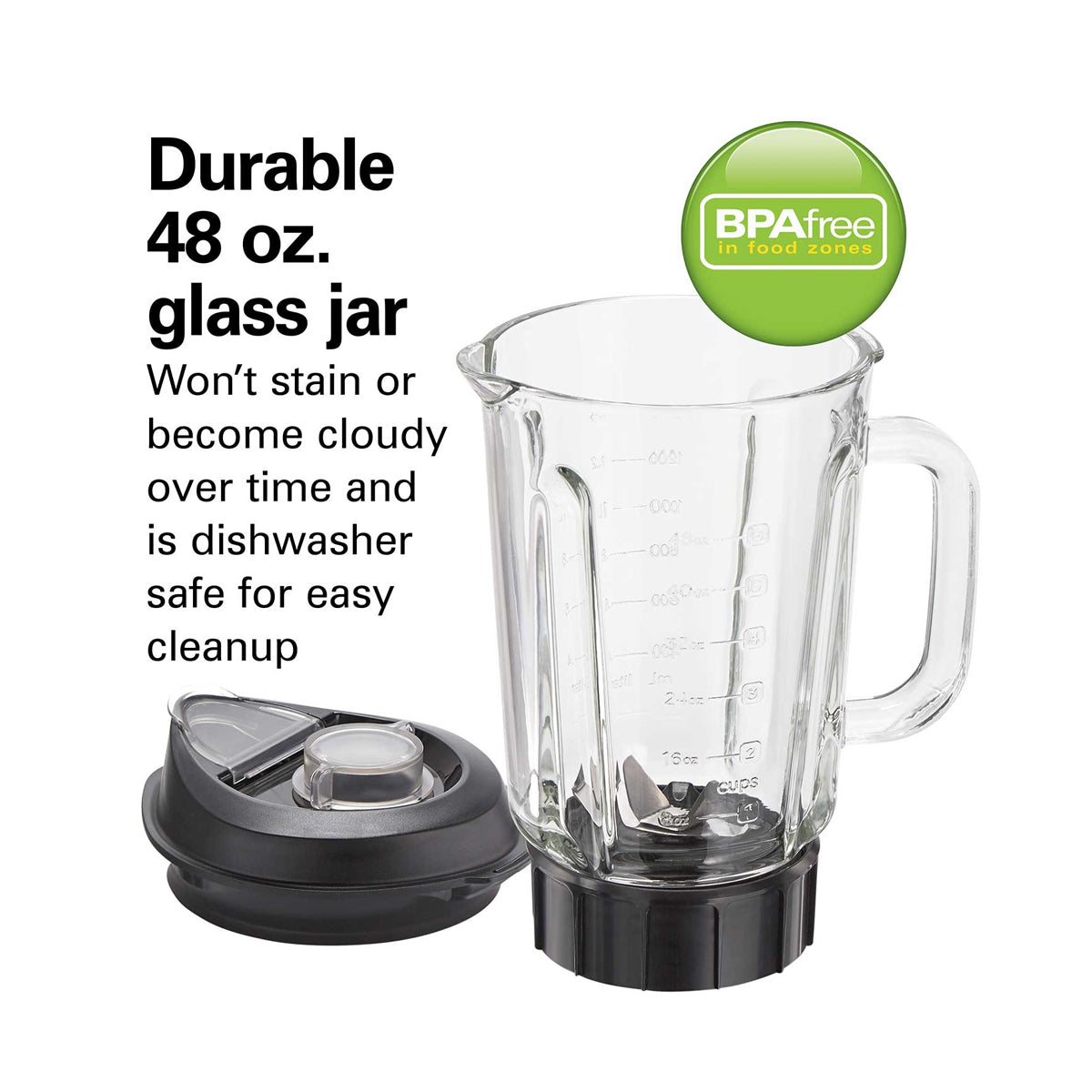 Hamilton Beach PowerMax Licuadora de 3 Velocidades | Pulso | 1.4L | 1680W | Gris