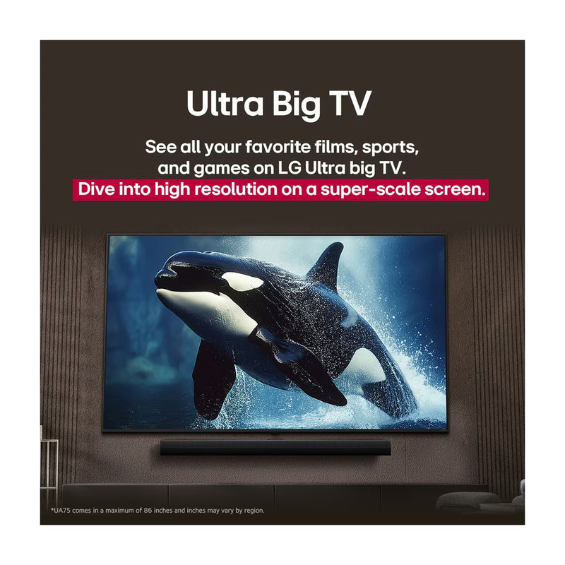 LG 65UA7500 Televisor LED Ultra HD 4K HDR10 Pro Smart de 65" | Procesador a7 Gen 8 AI | ThinQ AI | Immersive Cinema Experience