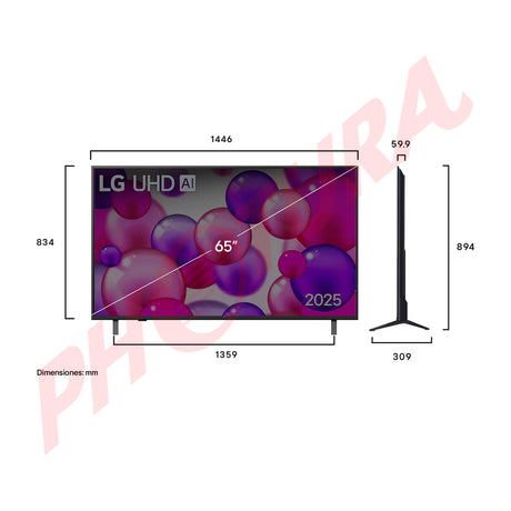 LG 65UA8000 Televisor LED Ultra HD 4K HDR10 Pro Smart de 65" | Procesador a7 Gen 8 AI | ThinQ AI | AI Sound Pro | Immersive Cinema Experience