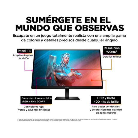 HP OMEN Monitor Gaming IPS Full HD HDR de 27" | AMD FreeSync Premium |  Adaptive-Sync | 165Hz | 1ms