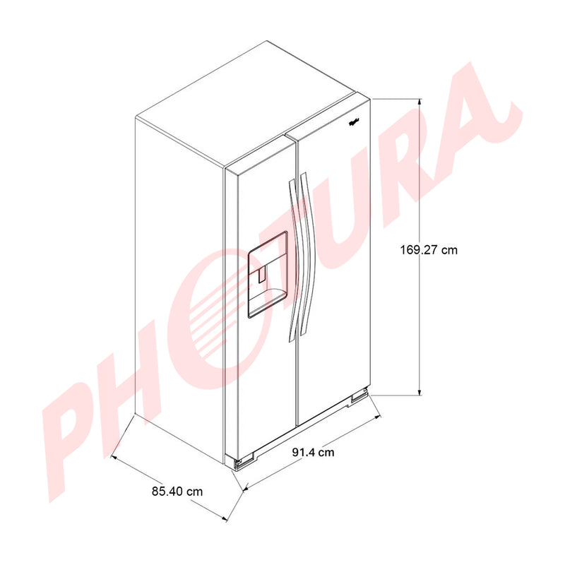 Whirlpool Refrigeradora Side By Side Xpert Energy Saver | Filtración EveryDrop | Estantes de Cristal | Dispensador de Agua y Hielo | 25p3