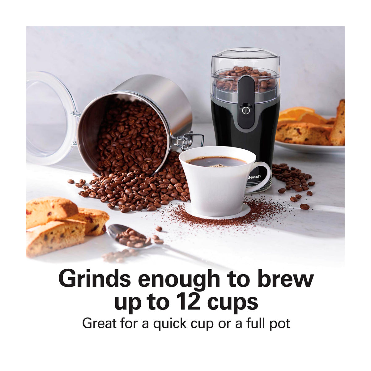 Hamilton Beach Fresh Grind Molino de Café | Camara Extraible | Cuchillas de Acero Inoxidable | Negro