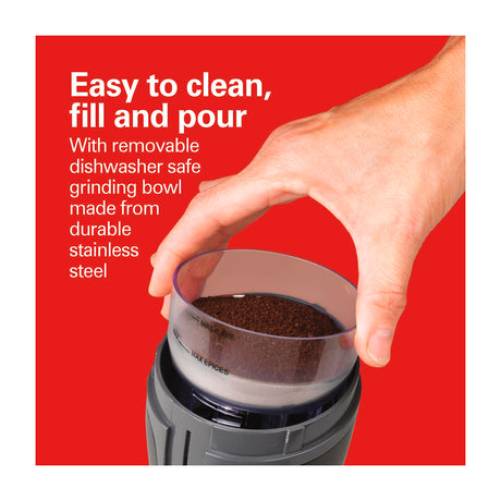 Hamilton Beach Fresh Grind Molino de Café | Camara Extraible | Cuchillas de Acero Inoxidable | Negro