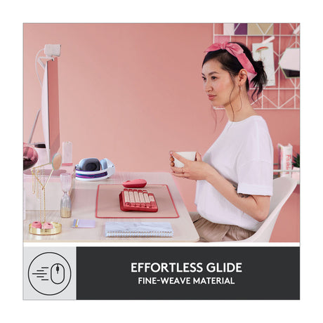 Logitech Desk Mat Alfombrilla para Escritorio | Antideslizante | Resistente a Salpicaduras | Rosa