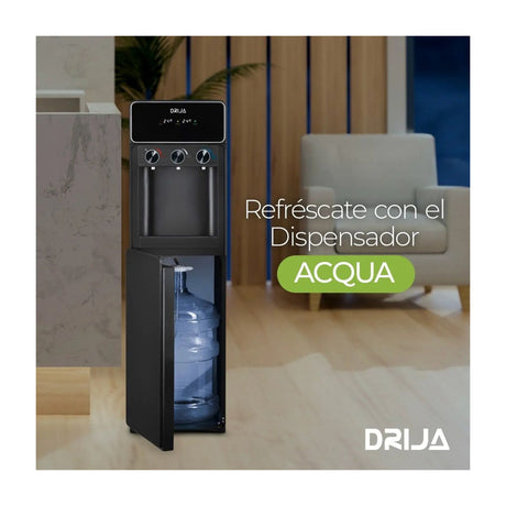DRIJA Dispensador de Agua Fría/Caliente/Ambiente | Panel Táctil | Carga Inferior | Capacidad de 20L | Negro