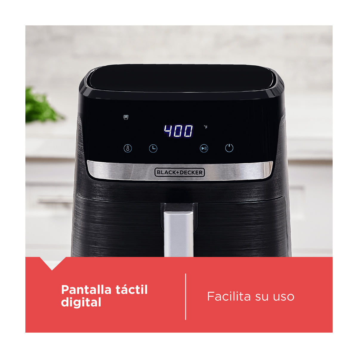 Black & Decker Freidora de Aire Digital | 5.5L | 9 Funciones | Control de Temperatura | Antiadherente | Negro