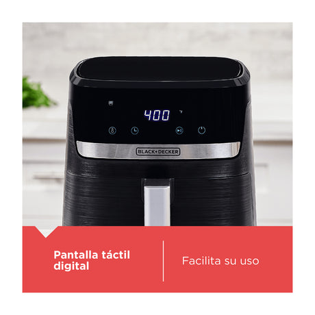 Black & Decker Freidora de Aire Digital | 5.5L | 9 Funciones | Control de Temperatura | Antiadherente | Negro
