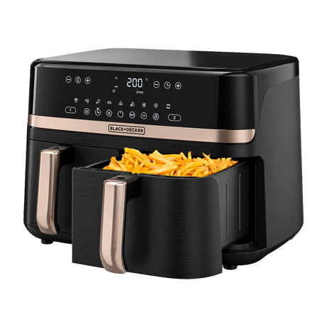 Black & Decker Purifry Freidora de Aire Digital | 9L | 9 Funciones | 2 Canastas | Antiadherente | Negro