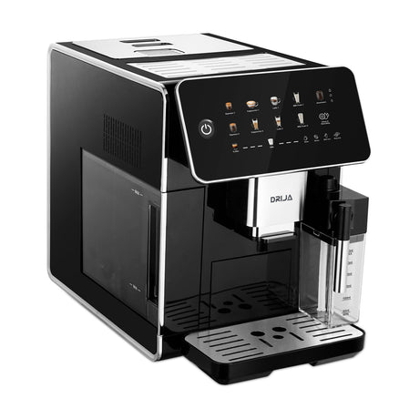DRIJA Afogatto Cafetera de 12 Tazas | Espresso y Capuccino | 15 Bares | Panel Digital | Molino Integrado | Negro