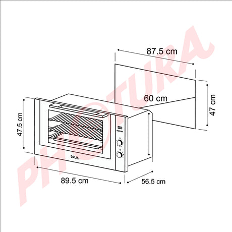 DRIJA América 90 Air Eléctrico Digital Horno Multifuncional Empotrable Eléctrico | Puerta de Triple Vidrio | 270°C