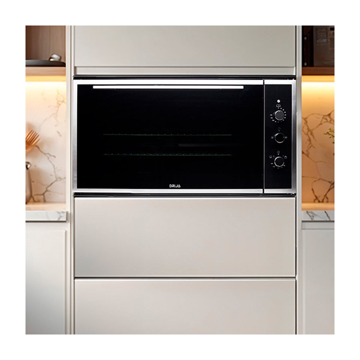 DRIJA América 90 Gas Horno Multifuncional Empotrable a Gas | Puerta de Triple Vidrio | 250°C