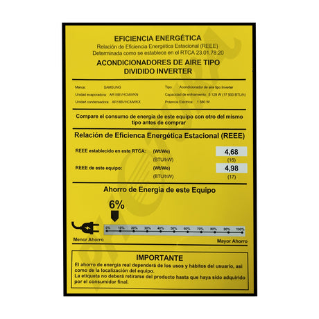 Samsung Aire Acondicionado Split Inverter 17,500 BTU | SEER 17 | Digital Inverter Boost | Wind Free Cooling | AI Auto Cooling | Hasta 77% de Ahorro | 220v