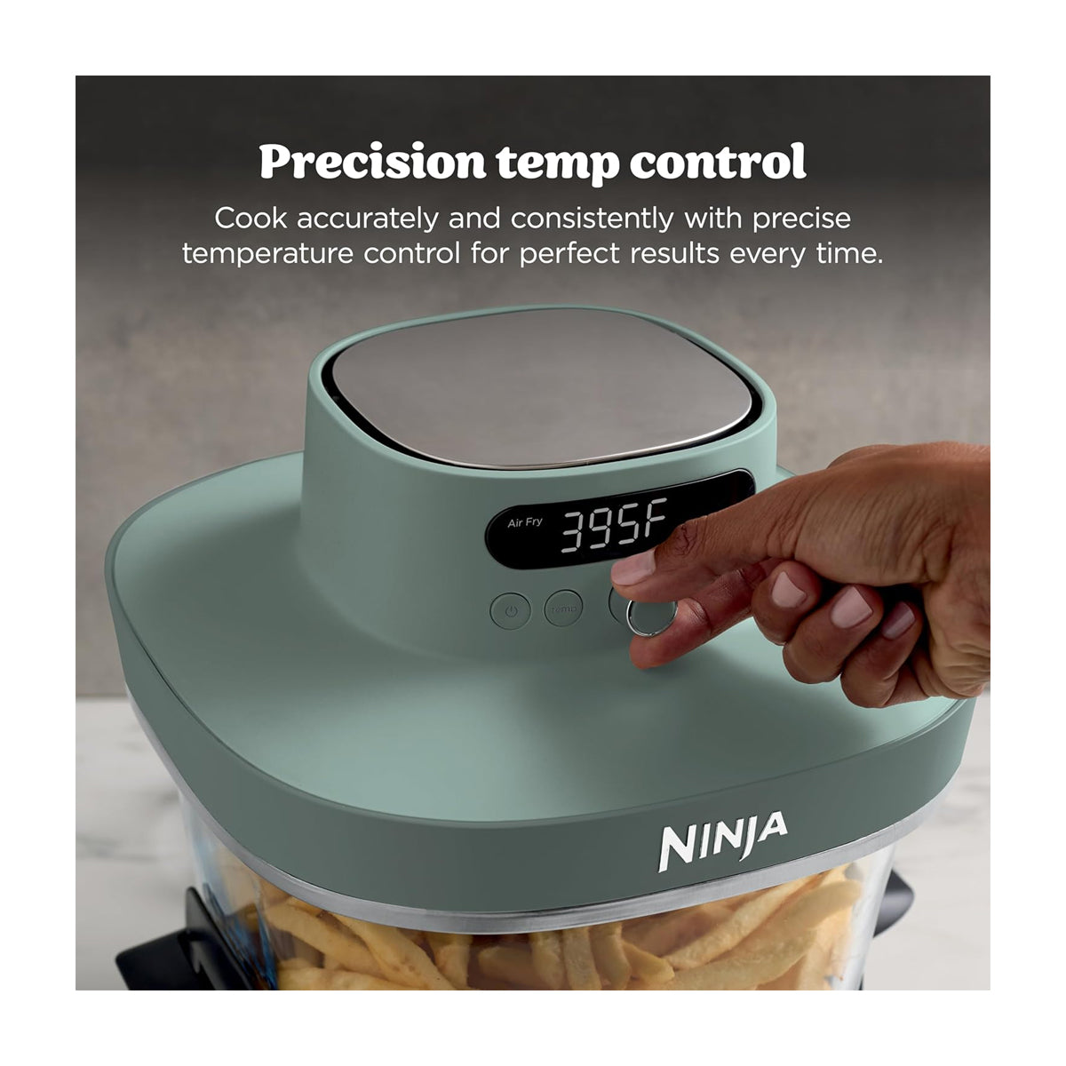 Ninja Crispi Pro Freidora de Aire Portátil De Vidrio 6-en-1 | PowerPod | Cristalería CleanCrisp | Hornea y Fríe | Ash Grey