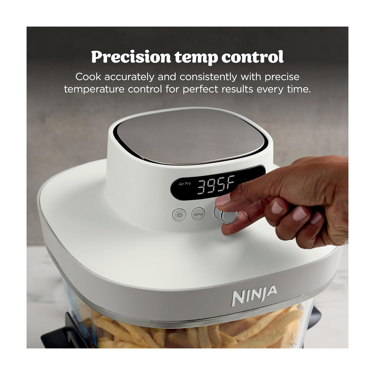 Ninja Crispi Pro Freidora de Aire Portátil De Vidrio 6-en-1 | PowerPod | Cristalería CleanCrisp | Hornea y Fríe | Bone