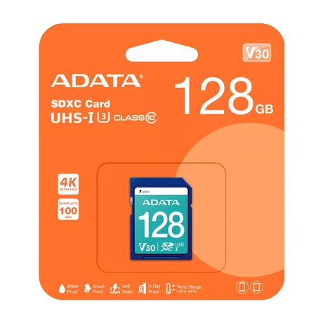 ADATA Memoria SDXC de 128GB | UHS-I | V30 | U3 | Clase 10 | 100Mb/s