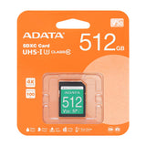 ADATA Memoria SDXC de 512GB | UHS-I | V30 | U3 | Clase 10 | 100Mb/s