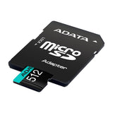 ADATA Memoria Micro SDXC de 512GB + Adaptador | UHS-I | V30 | U3 | Clase 10 | 100MB/s