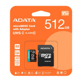 ADATA Memoria Micro SDXC de 512GB + Adaptador | UHS-I | V30 | U3 | Clase 10 | 100MB/s