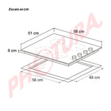 Drija Bari 60 Estufa Empotrable Eléctrica de Vitrocerámica | 4 Quemadores | 9 Niveles de Temperatura