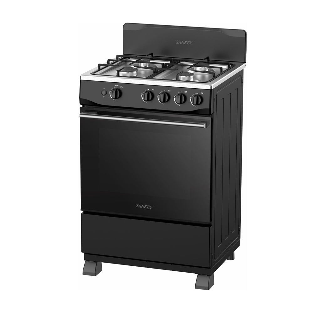 Sankey Estufa a Gas de Acero Inoxidable | Enc. Eléctrico | 24" | 4 Quemadores | Negro