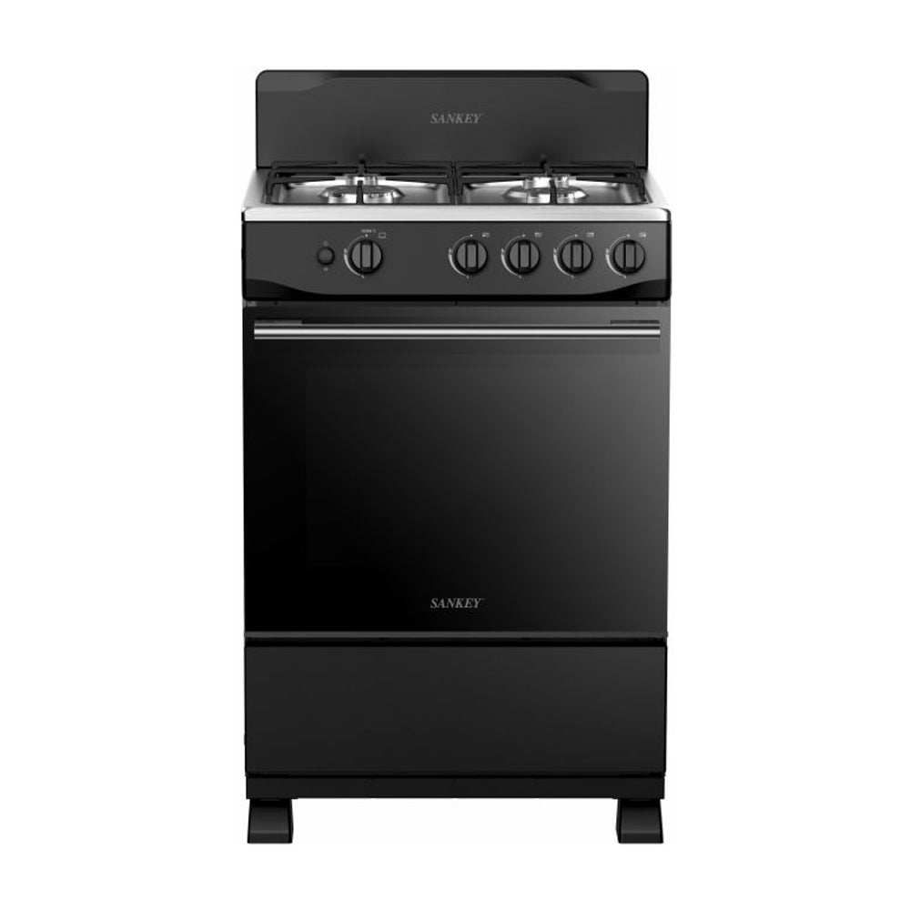 Sankey Estufa a Gas de Acero Inoxidable | Enc. Eléctrico | 24" | 4 Quemadores | Negro