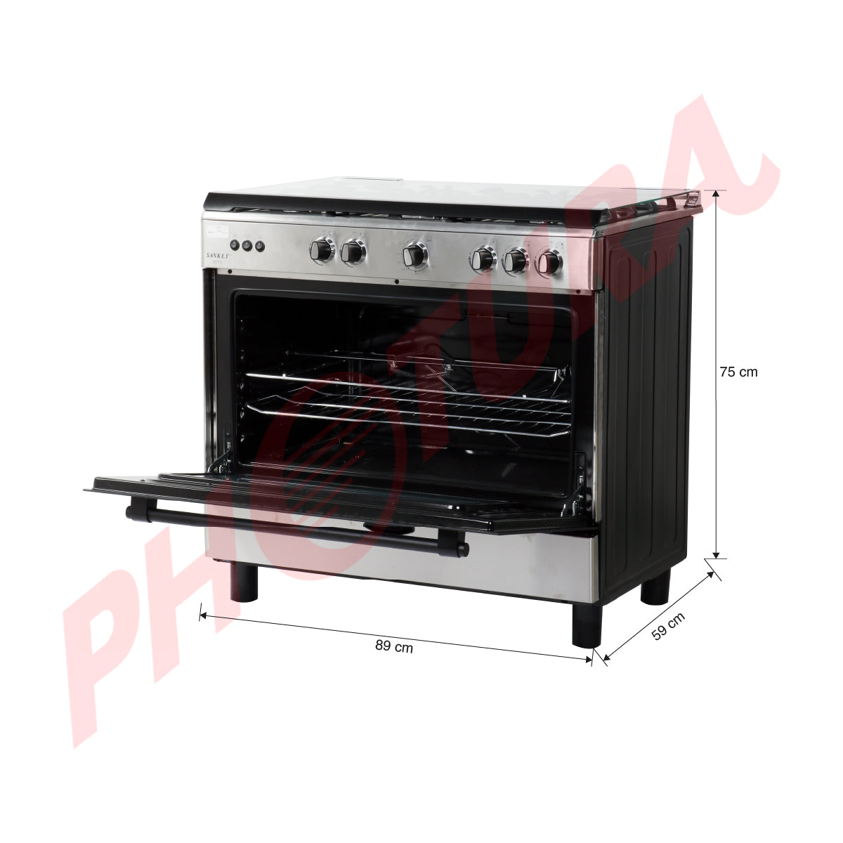 Sankey Estufa a Gas de Acero Inoxidable | Rostizador | Tapa | 36" | 5 Quemadores