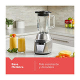 Black & Decker Ice Crush Licuadora de 8 Velocidades | Función de Pulso | Base Metálica | Jarra de Vidrio | 1.25L | 700W | Plateado