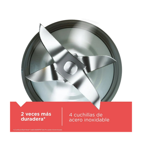 Black & Decker Ice Crush Licuadora de 8 Velocidades | Función de Pulso | Base Metálica | Jarra de Vidrio | 1.25L | 700W | Plateado
