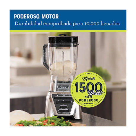 Oster BLST3AC2T Xpert Series Licuadora de 3 Velocidades | Programas Automáticos | Tritan | Pulso | Tecnología Reversible | All-Metal-Drive | 2L | 1500W | Plateado