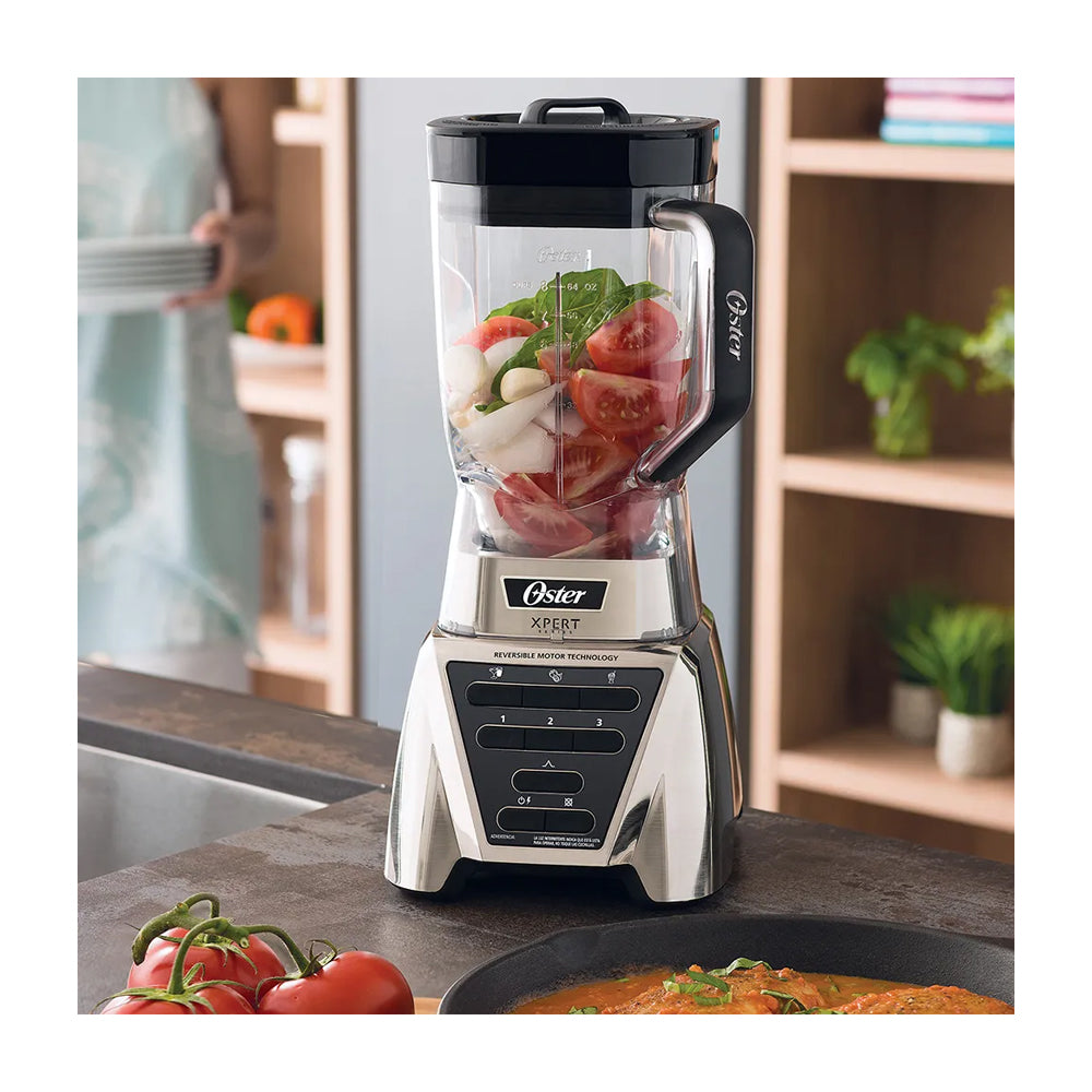 Oster BLST3AC2T Xpert Series Licuadora de 3 Velocidades | Programas Automáticos | Tritan | Pulso | Tecnología Reversible | All-Metal-Drive | 2L | 1500W | Plateado
