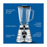 Oster BLST4655 Licuadora de 3 Velocidades | All-Metal Drive | 1.25L | 1000W | Cromado