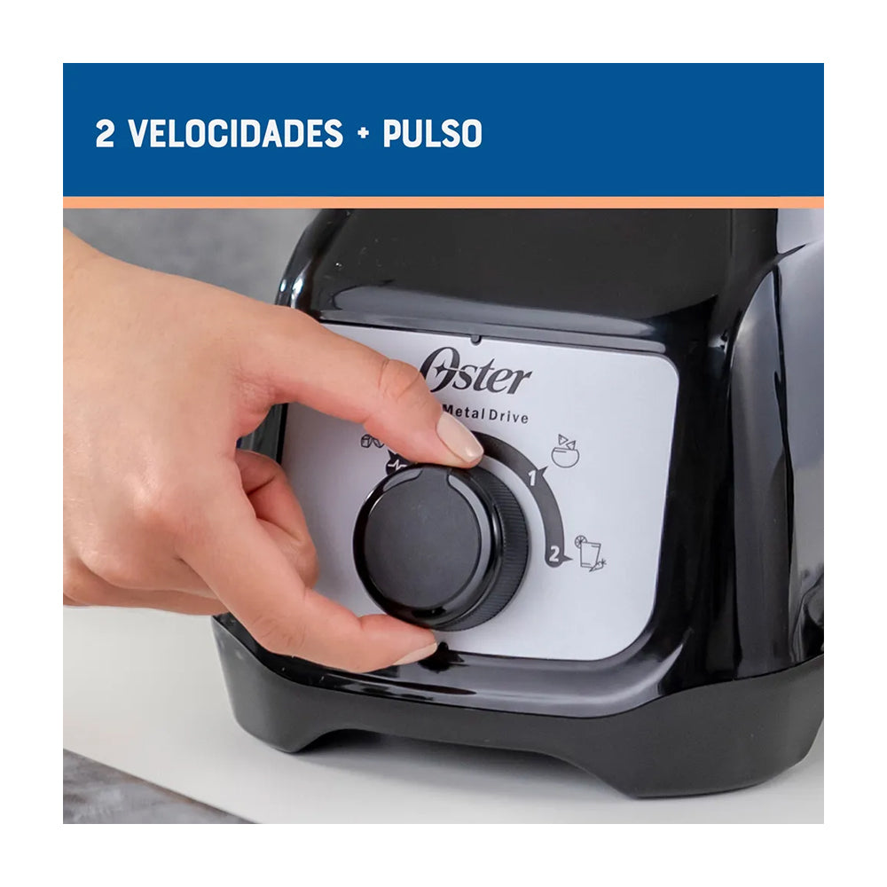 Oster BLSTKAGBRD Licuadora de 2 Velocidades | Boroclass | All-Metal Drive | Función de Pulso | 1.5L | 800W | Negro