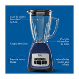 Oster BLSTKAGLPB Licuadora de 2 Velocidades | Boroclass | All-Metal Drive | Función de Pulso | 1.5L | 800W | Azul