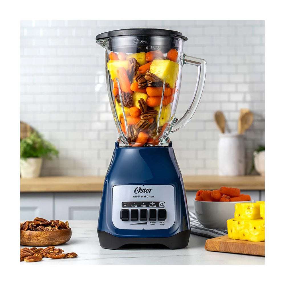 Oster BLSTKAGLPB Licuadora de 2 Velocidades | Boroclass | All-Metal Drive | Función de Pulso | 1.5L | 800W | Azul