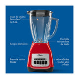 Oster BLSTKAGRPB Licuadora de 2 Velocidades | Boroclass | All-Metal Drive | Función de Pulso | 1.5L | 800W | Rojo