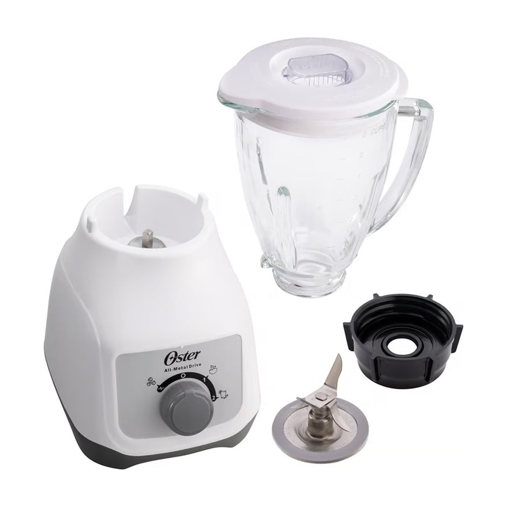 Oster BLSTKAGWRD Licuadora de 2 Velocidades | Boroclass | All-Metal Drive | Función de Pulso | 1.5L | 800W | Blanco