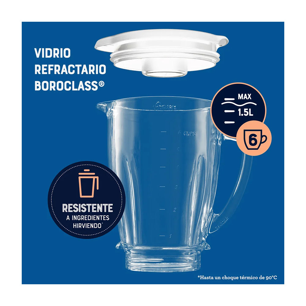 Oster BLSTKAGWRD Licuadora de 2 Velocidades | Boroclass | All-Metal Drive | Función de Pulso | 1.5L | 800W | Blanco