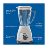 Oster BLSTKAGWRD Licuadora de 2 Velocidades | Boroclass | All-Metal Drive | Función de Pulso | 1.5L | 800W | Blanco