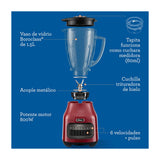 Oster BLSTPEGRPB Licuadora de 6 Velocidades | Boroclass | All-Metal Drive | Función de Pulso | 1.5L | 800W | Rojo