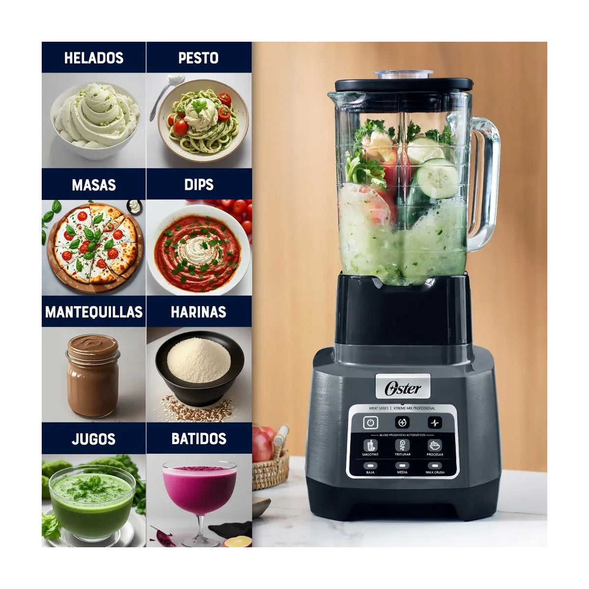 Oster BLSTXPGBW Xpert Series Licuadora de 3 Velocidades | Xtreme Mix | Max Crush | Pulso | Tecnología Reversible | All-Metal-Drive | 2L | 1500W