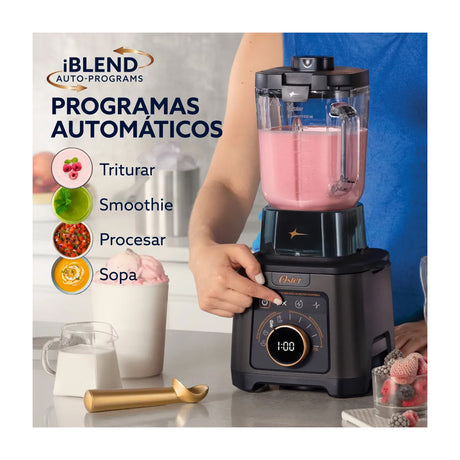 Oster BLSTXTXG013 Xpert Series Licuadora Profesional de 5 Velocidades | Boroclass | Tecnología Reversible | Función de Calentamiento para Sopas y Salsas | 2.5L | 2200W | Negro