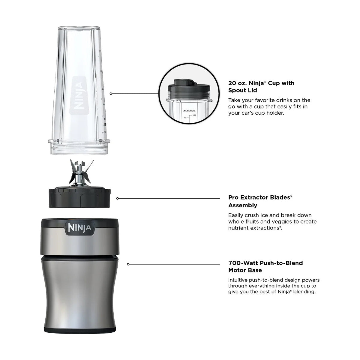 Ninja Nutri-Blender BN300 Licuadora | 0.5L | 700W - Photura