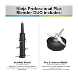 Ninja Professional Plus Duo Licuadora / Extractor de Nutrientes de 3 Velocidades | Auto IQ | Tecnología Total Crushing | Pulso | 0.71L & 2.1L | 1400W | Gris Negro