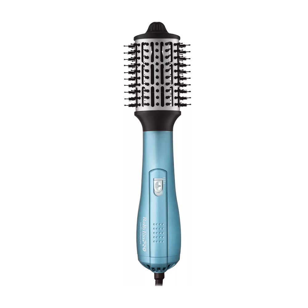 BaBylissPRO Combo de Plancha Alisadora para el Cabello & Cepillo Secador | Nano Titanium | 1.25" & 2.5" | Azul