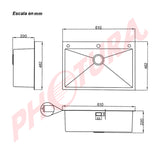 Drija Bolonia 61 Fregador Moderno de Acero Inoxidable | Sistema Anti Reboso | Enjuagador de Vasos | Dispensador de Jabón