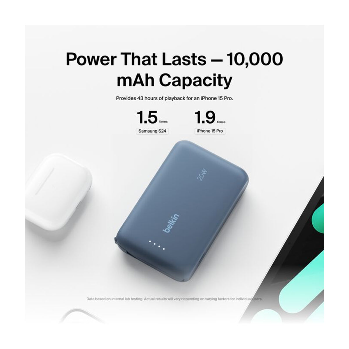 Belkin BoostCharge Power Bank Batería Portátil para Smartphones y Tablets | 10000Mah | Azul