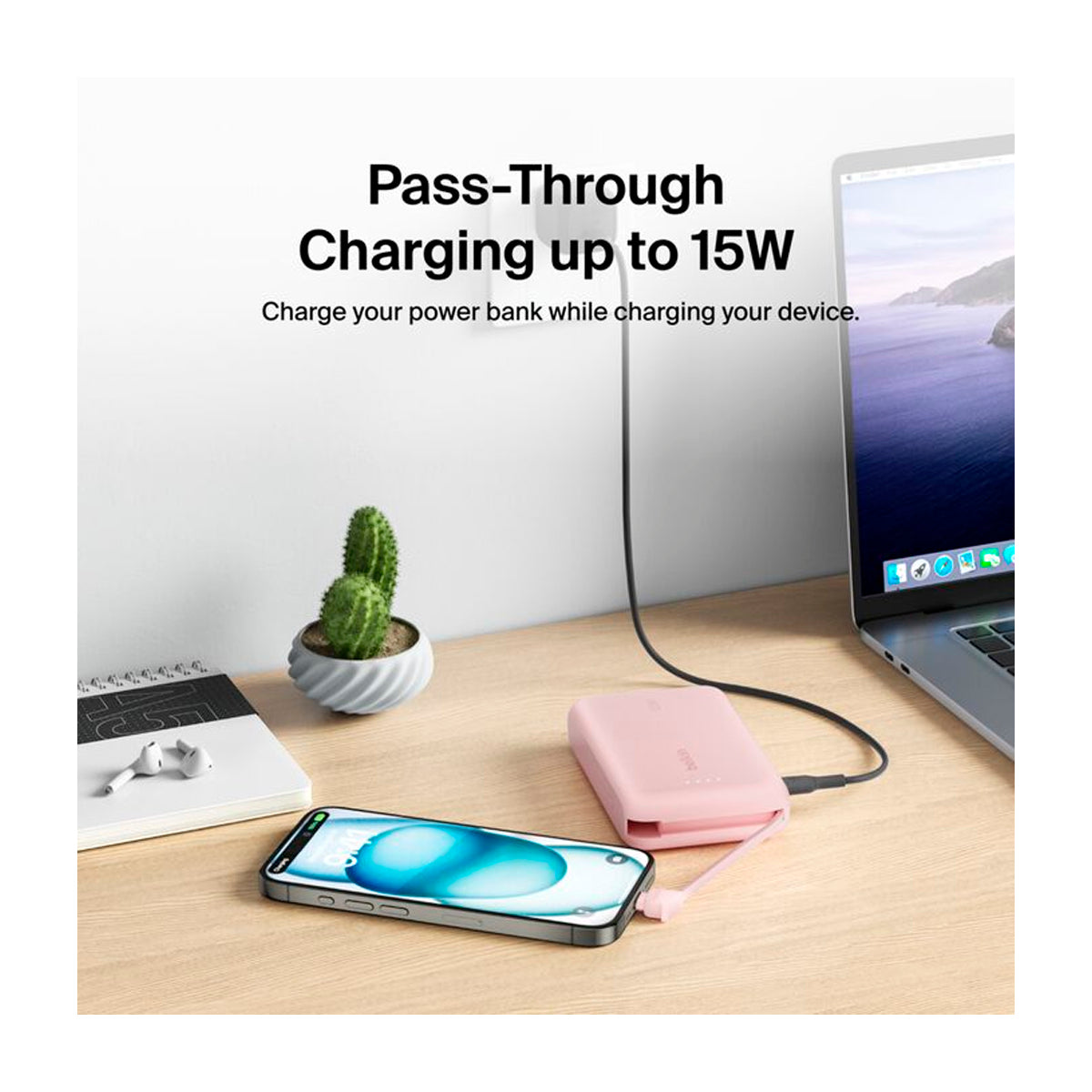 Belkin BoostCharge Power Bank Batería Portátil para Smartphones y Tablets | 10000Mah | Rosado