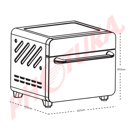 DRIJA Bruschetta 25L-B Horno Eléctrico con Freidora de Aire 12-en-1 de 25L | Cocción 360° | Puerta de Vidrio | 1440W | Negro
